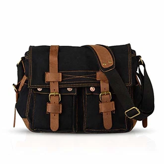 FANDARE Unisex Umhängetasche/Laptoptasche 14 Zoll Messenger Bag Schultertasche Multifunktions Reise Schwarz