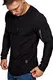 Amaci&Sons Oversize Vintage Herren Pullover Cargo-Style Hoodie Sweatshirt Crew-Neck 6067 Schwarz S