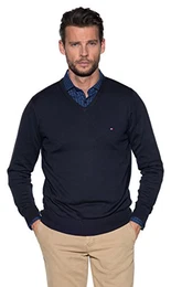 Herren CORE Cotton-Silk Vneck Pullover, Blau (Sky Captain 403), Medium
