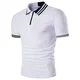 BicRad Herren Shirt Polo Kurzarmshirt Slim Polohemden Baumwolle, Weiß-Schwarz Gestreift, Gr. XXL