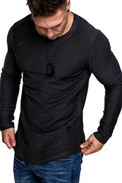 Oversize Vintage Herren Pullover Hoodie Sweatshirt Crew-Neck 6063 Anthrazit S