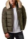 Burocs BR319 Herren Stepp-Winterjacke Kunstfell-Kapuze Schwarz Navy Khaki, Größe:M, Farbe:Khaki