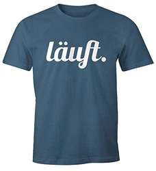 MoonWorks Cooles Lustiges Herren T-Shirt Läuft Fun-Shirt Denim