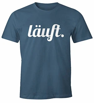 MoonWorks Cooles Lustiges Herren T-Shirt Läuft Fun-Shirt Denim