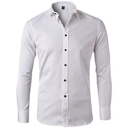 Harrms Herren Hemd Slim Fit für Business Hochzeit Freizeit Bügelleicht/Bügelfrei Weiß