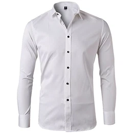 Herren Hemd Slim Fit für Business Hochzeit Freizeit Bügelleicht/Bügelfrei- Gr. EU 41/ M, Weiß