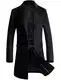 Vogstyle Herren Warme Wolle Coat Wintermantel Jacke Herrenmantel, M, Schwarz
