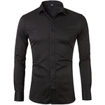 Harrms Herren Hemd Slim Fit für Business Hochzeit Freizeit Bügelleicht/Bügelfrei Schwarz