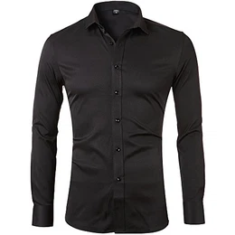Herren Hemd Slim Fit für Business Hochzeit Freizeit Bügelleicht/Bügelfrei- Gr. EU 41/ M, Schwarz