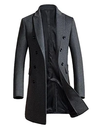 Herren Warme Wolle Coat Wintermantel Jacke Herrenmantel, M, Grau