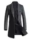 FTCayanz Herren Mantel Wintermantel Slim Fit Wollmantel Business Herrenmantel Lange Trenchcoat Jacken Grau M