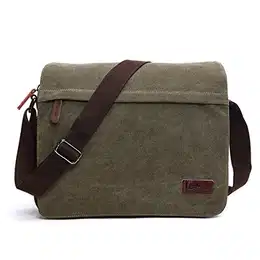 Herren Umhängetaschen, Leinwand Schultertaschen, 13.3 Laptoptasche,Schulranzen, für Schule und Arbeits,für Männer und Frauen. (L- grün)