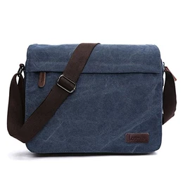 LOSMILE Herren Umhängetaschen, Leinwand Schultertaschen, 13.3 Laptoptasche,Schulranzen, für Schule und Arbeits,für Männer und Frauen. (L-Blau)