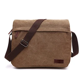 Herren Umhängetaschen, Leinwand Schultertaschen, 13.3'' Laptoptasche,Schulranzen, für Schule und Arbeits,für Männer und Frauen. (L-Kaffee)