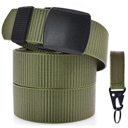 Herren Outdoor Gürtel Militär Taktische Verdickte Nylon Atmungsaktiv Canvas Stoff Gürtel Sportarten Wasserdichte Gürtel Verstellbare Gurtband YKK Schnalle 130cm lang Grün