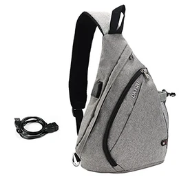 Brusttasche Schultertasche Herren Sling Rucksack Outdoor Brusttasche Sport Schultertasche mit USB Kabel und Ladeanschluss