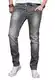 ALESSANDRO SALVARINI Herren Slim Fit Jeans Hose Denim Stretch-Jeans Jeanshose Washed [AS046 - Dark Grey - W32 L32]