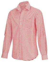 Trachtenhemd für Trachten Lederhosen Freizeit Hemd rot,balu,Grun-kariert Gr. S-XXXL (XL, ROT)