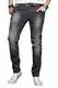 A. Salvarini Designer Herren Jeans Hose Basic Stretch Jeanshose Regular Slim [AS046 - Dark Grey - W32 L32]