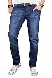 A. Salvarini Herren Designer Jeans Hose Stretch Basic Jeanshose Regular Slim [AS051 - W32 L32], Dark Blue Used