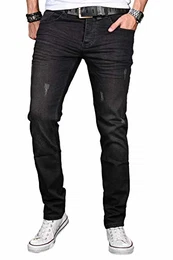 A. Salvarini Herren Designer Jeans Hose Stretch Basic Jeanshose Regular Slim [AS044 - W32 L32], Shadow Black Used