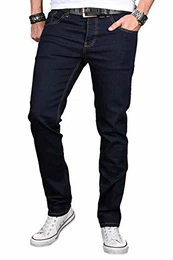 A. Salvarini Designer Herren Jeans Hose Basic Stretch Jeanshose Regular Slim [AS042 - Denim Blue - W32 L32]