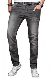 A. Salvarini Herren Designer Jeans Hose Stretch Basic Jeanshose Regular Slim [AS049 - W32 L32], Middle Grey Used