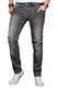 A. Salvarini Herren Designer Jeans Hose Stretch Basic Jeanshose Regular Slim [AS049 - W32 L32], Middle Grey Used