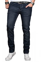 A. Salvarini Herren Designer Jeans Hose Stretch Basic Jeanshose Regular Slim [AS047 - W32 L30], Indigo Blue