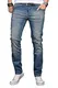 A. Salvarini Herren Designer Jeans Hose Stretch Basic Jeanshose Regular Slim [AS041 - W32 L30], Mittelblau