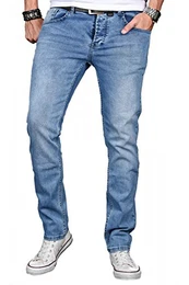 A. Salvarini Herren Designer Jeans Hose Stretch Basic Jeanshose Regular Slim [AS048 - W32 L32], Sky Blue