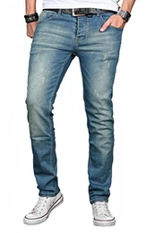 A. Salvarini Herren Designer Jeans Hose Stretch Basic Jeanshose Regular Slim [AS043 - W29 L30], Ocean Blue