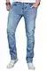 A. Salvarini Herren Designer Jeans Hose Stretch Basic Jeanshose Regular Slim [AS048 - W31 L34], Sky Blue