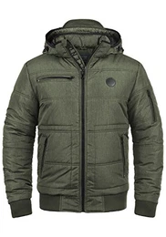 Boris Herren Winter Jacke Steppjacke Winterjacke gefüttert mit Stehkragen und Abnehmbarer Gefütterter Kapuze, Größe:M, Farbe:Peat Green (77200)
