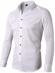 INFLATION Herren Hemd Aus Bambusfaser Slim Fit Weiß