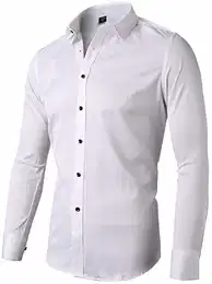 Herren Hemd aus Bambusfaser umweltfreudlich Elastisch Slim Fit für Freizeit Business Hochzeit Reine Farbe Hemd Langarm,DE M (Etikette 41),Weiß
