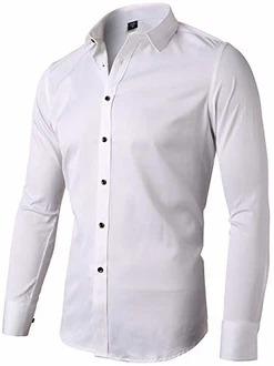 INFLATION Herren Hemd Aus Bambusfaser Slim Fit Weiß