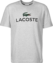 TH7021 Klassisches Herren Basic T-Shirt mit Krokodil Logo Aufdruck, Rundhals, Kurzarm, Regular Fit, für Freizeit und Sport, 100% Baumwolle Grau (Silver Chine CCA), EU 8