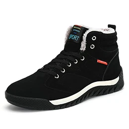 ® Herren Winterschuhe Warm Gefüttert Schneestiefel Winter Outdoor Boots Winterstiefel, Schwarz, 43 EU