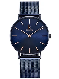 Navy Blue Armbanduhr Herren Damen blau Metall Mesh Armband Edelstahl Ultra-flach