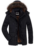 JEWOSOR Herren Parka Jacke Wintermantel Kapuzenparka Schwarz