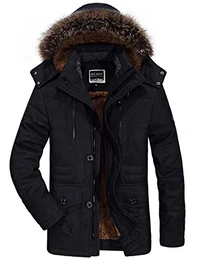 Herren Wärmejacke Parka Jacke Winterjacke Kapuze Übergangsjacke Kapuzenparka Jacket Mantel Wintermantel Mens Winter Coat Gefüttert (X-Small, Schwarz)