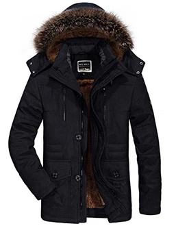 JEWOSOR Herren Parka Jacke Wintermantel Kapuzenparka Schwarz JEWOSOR Herren Parka Jacke Wintermantel Kapuzenparka Schwarz