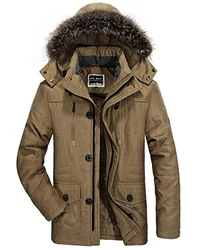 JEWOSOR Herren Parka Jacke Wintermantel Kapuzenparka Khaki