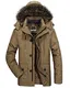JEWOSOR Herren Wärmejacke Parka Jacke Winterjacke Kapuze Übergangsjacke Kapuzenparka Jacket Mantel Wintermantel Mens Winter Coat Gefüttert (Medium, Khaki)