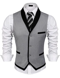 Herren V-Ausschnitt Ärmellose Westen Slim Fit Weste Anzug Business Anzugweste (EU 50(Hersteller:M), A-Grau)