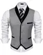 Burlady Herren V-Ausschnitt Ärmellose Westen Slim Fit Weste Anzug Business Anzugweste (EU 50(Hersteller:M), A-Grau)