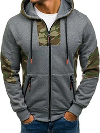BOLF Herren Pullover Sweatjacke mit Kapuze Camo Army CRWS DNM 3736 Grau M [1A1]