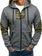 BOLF Herren Pullover Sweatjacke mit Kapuze Camo Army CRWS DNM 3736 Grau M [1A1]