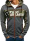 BOLF Herren Kapuzenpullover Hoodie Camo Army Muster Sweatjacke CRWS DNM 3770 Dunkelgrau M [1A1]